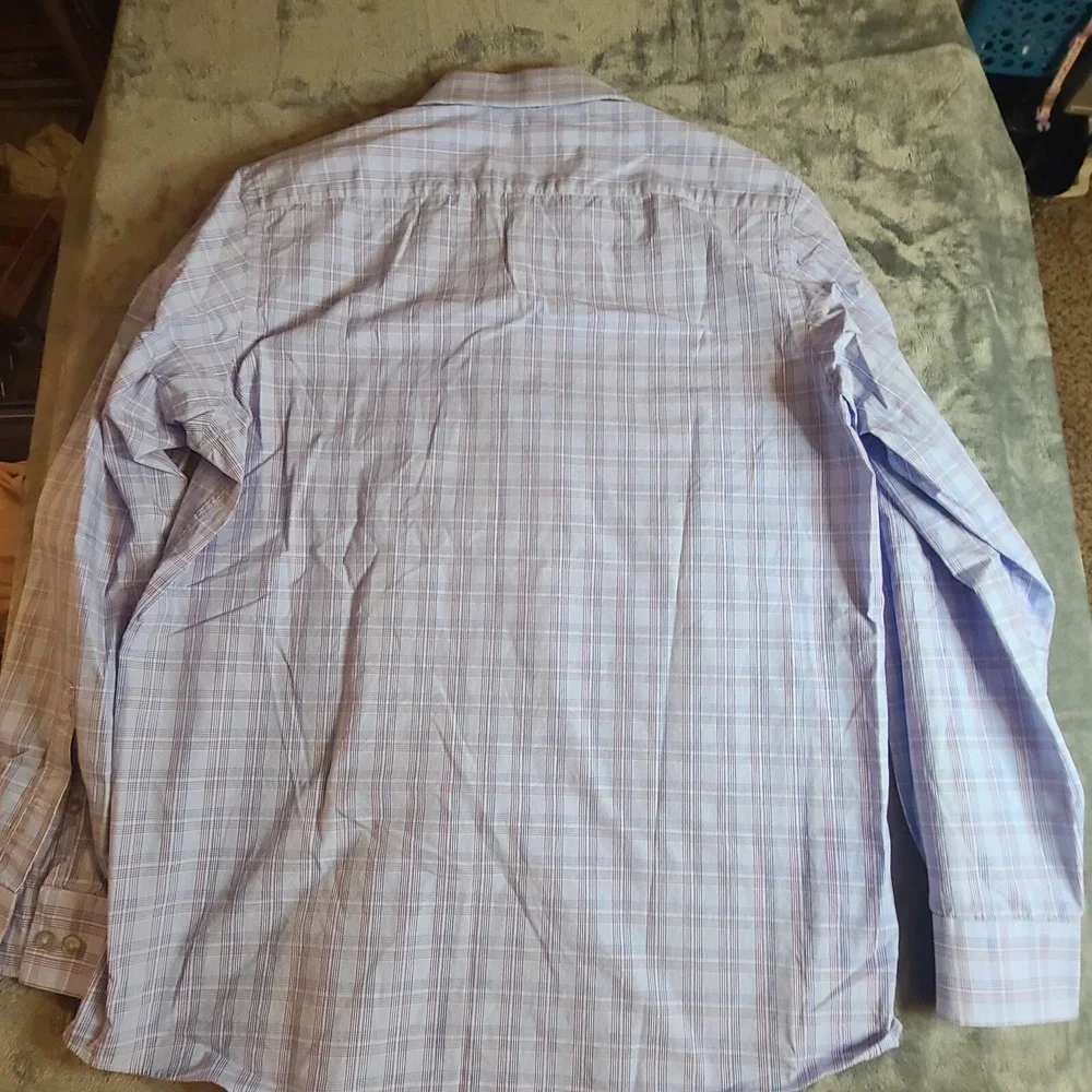 Mens Michael Kors Long Sleeve Button Up Plaid Shirt Size 16 X 34/35 Blue Red